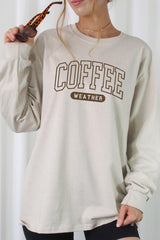 UL240-E3207 Coffee Weather Graphic Long Sleeve Tee $13.75