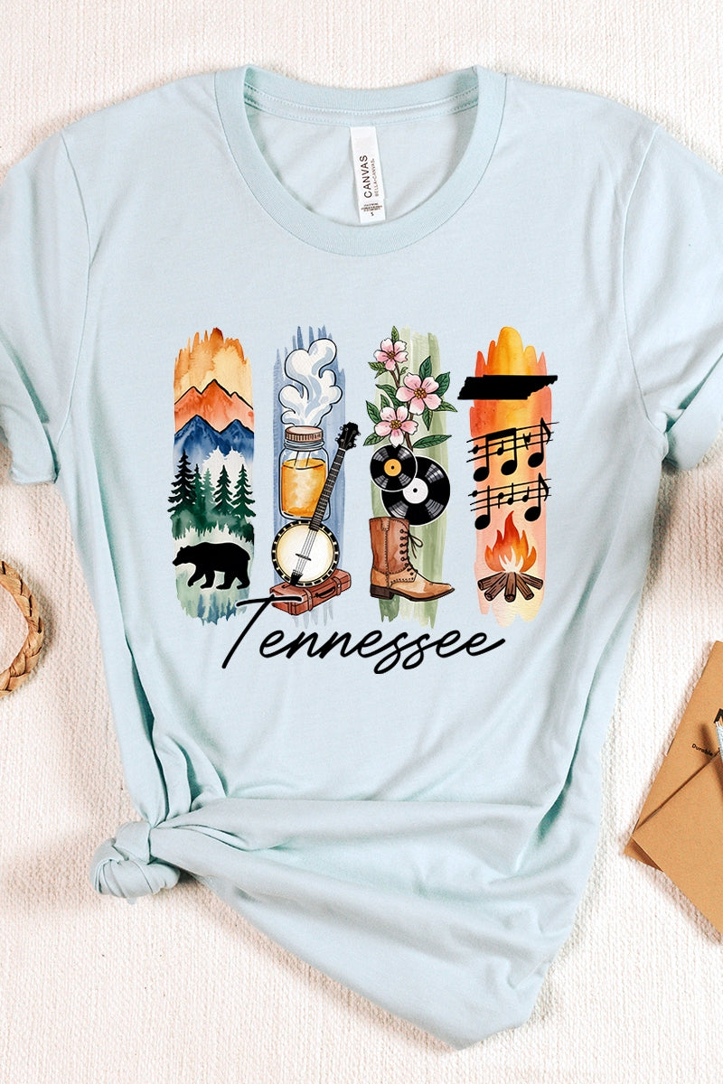 US3001P-E3061TN Tennessee State Brushstroke Graphic Plus Tee $16