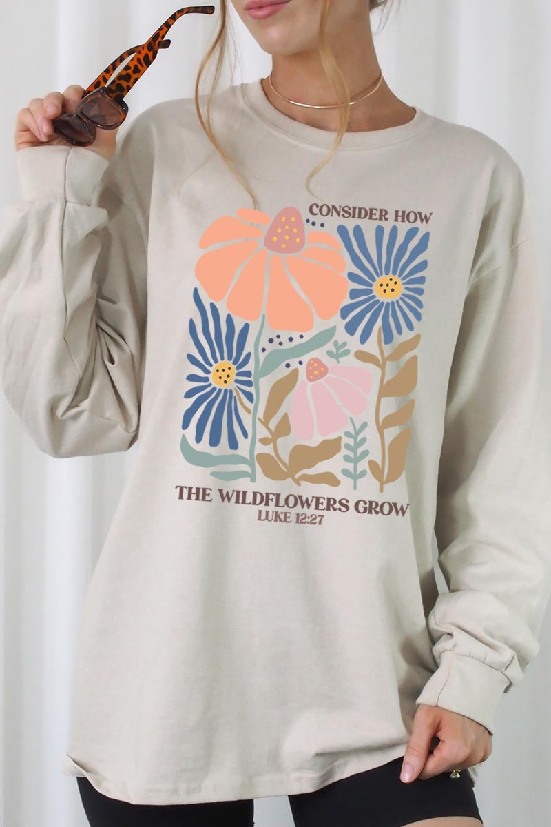 UL240P-E3067 Consider the Wildflowers Plus Long Sleeve Tee $17