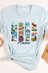 US3001P-E3061ME Maine State Brushstroke Graphic Plus Tee $16
