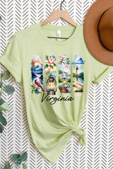 US3001P-E3061VA Virginia State Brushstroke Graphic Plus Tee $16