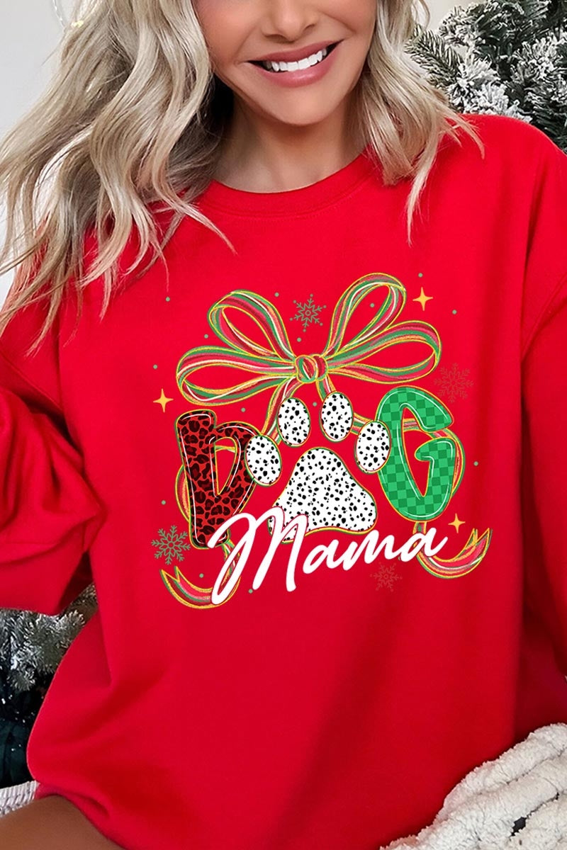 UL180P-E3194 Dog Mama Christmas Paw Graphic Plus Sweatshirt $25