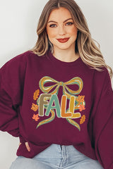 UL180P-E3121 Fall Brushstroke Bow Graphic Plus Sweatshirt $25