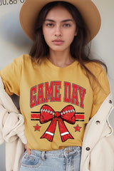 US3001P-E3062 Red Game Day Football Bow Graphic Plus Tee $16