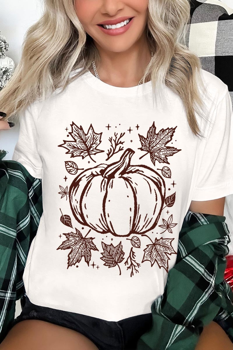 US3001P-E3162 Fall Pumpkin Graphic Plus Tee $16