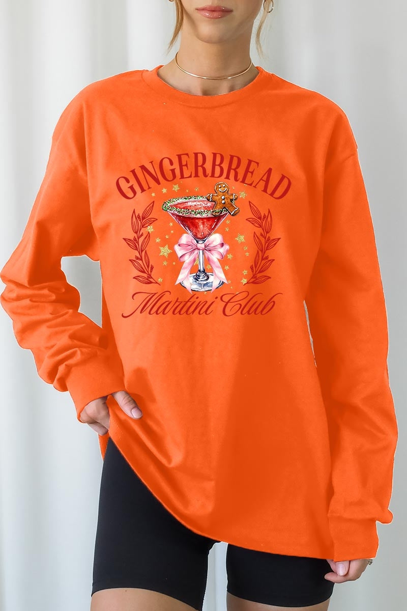 UL240-E3216 Gingerbread Martini Club Graphic Long Sleeve Tee $13.75
