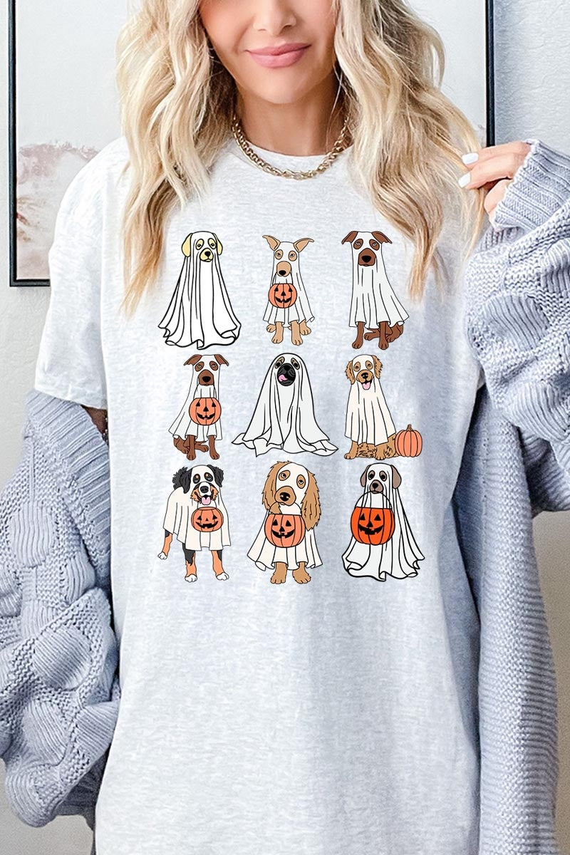 5000P-E3106 Halloween Ghost Dog Graphic Plus Heavy Cotton Tee $12.75