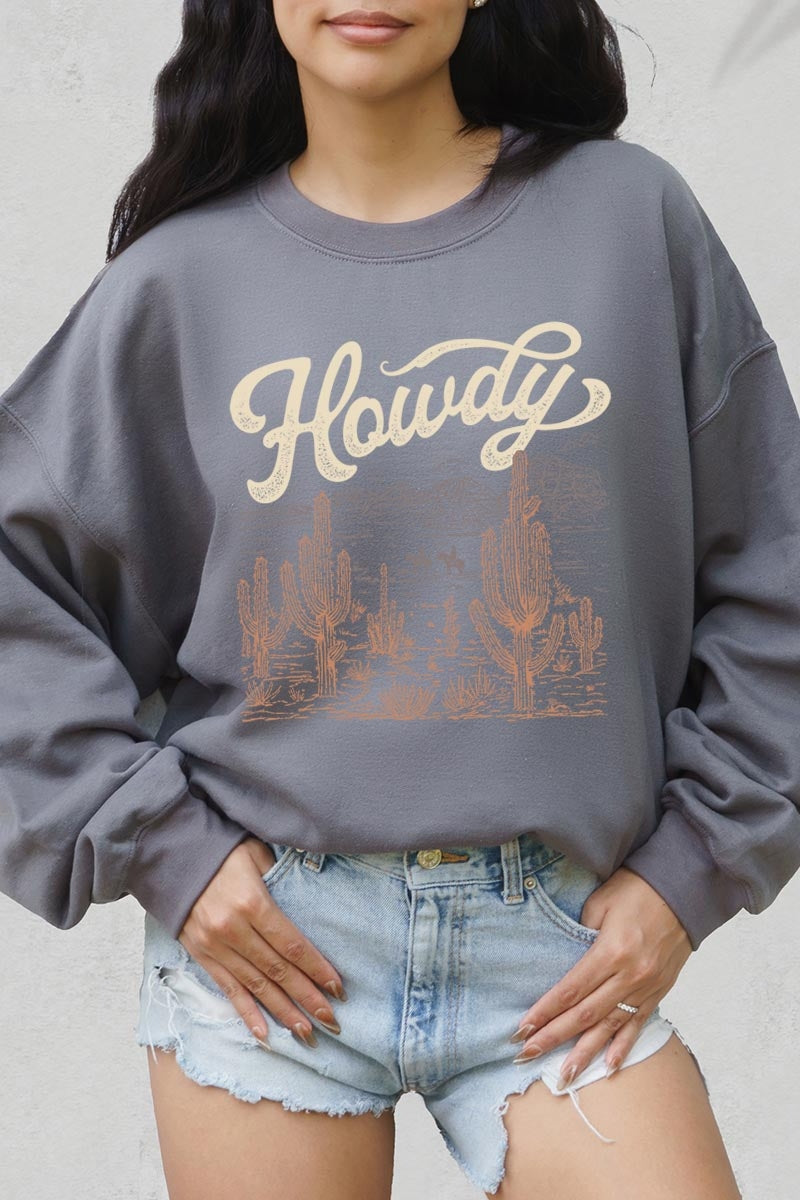 UL180P-E3095 Howdy Desert Western Graphic Plus Sweatshirt $25
