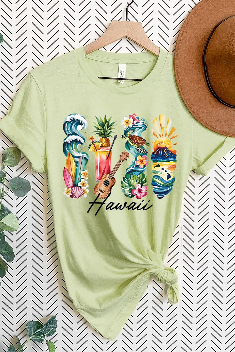 US3001P-E3061HI Hawaii State Brushstroke Graphic Plus Tee $16