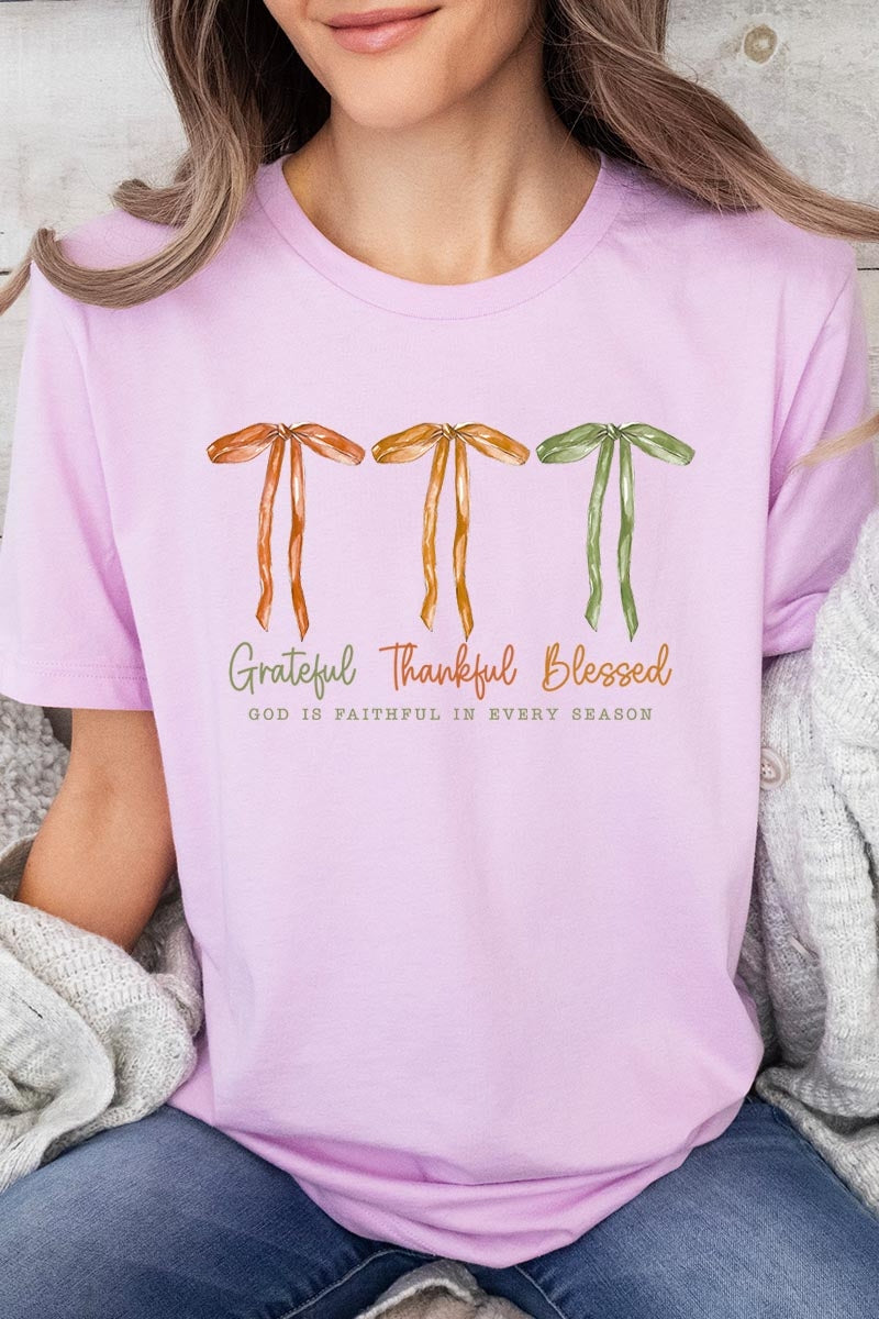 US3001P-E3111 Grateful Thankful Blessed Graphic Plus Tee $16