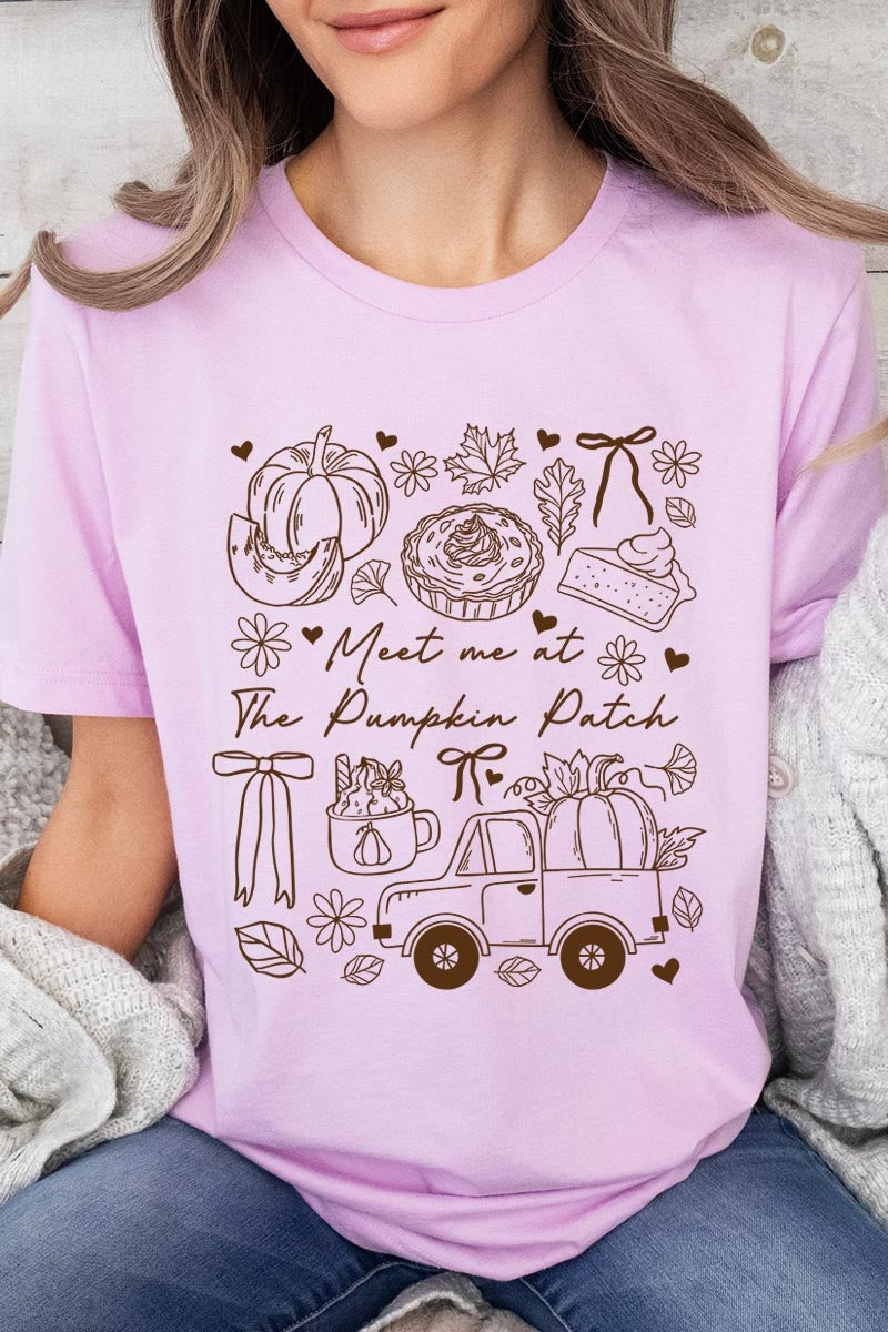 US3001P-E3163 Pumpkin Patch Doodle Graphic Plus Tee $16
