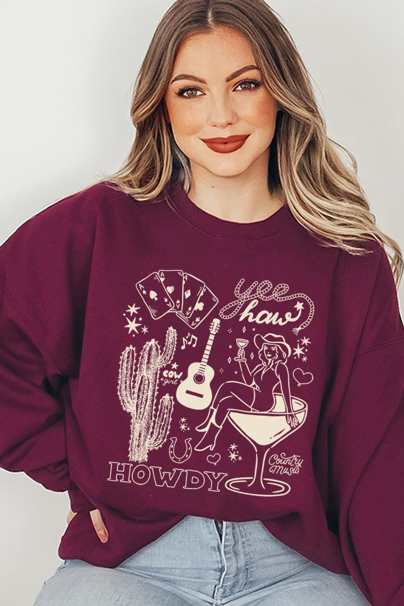 UL180-E3097 Cowgirl Country Music Graphic Sweatshirt $20