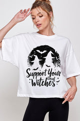 CTS-E3161 Local Witches Halloween Graphic Relaxed Crop Top $11