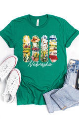 US3001P-E3061NE Nebraska State Brushstroke Graphic Plus Tee $16