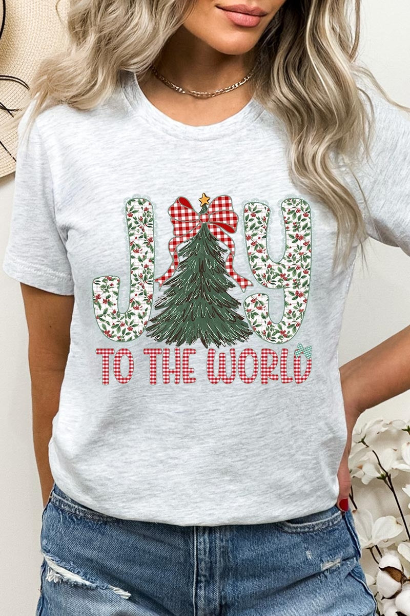 US3001-E3213 Joy to the World Graphic Tee $12.5