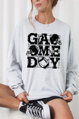 UL240-E3073 Distressed Game Day Graphic Long Sleeve Tee $13.75