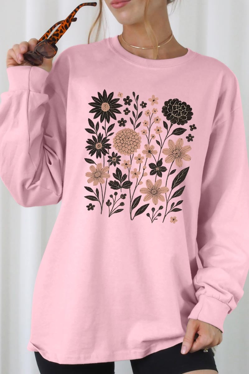 UL240P-E3178 Fall Floral Garden Graphic Plus Long Sleeve Tee $17