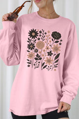 UL240-E3178 Fall Floral Garden Graphic Long Sleeve Tee $13.75