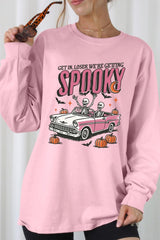 UL240P-E3142 Spooky Skeleton Graphic Plus Long Sleeve Tee $17