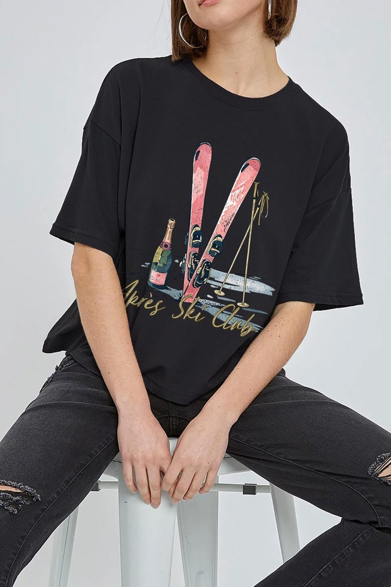 CTS-E3187 Apres Ski Club Graphic Relaxed Crop Top $11
