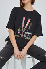 CTS-E3187 Apres Ski Club Graphic Relaxed Crop Top $11