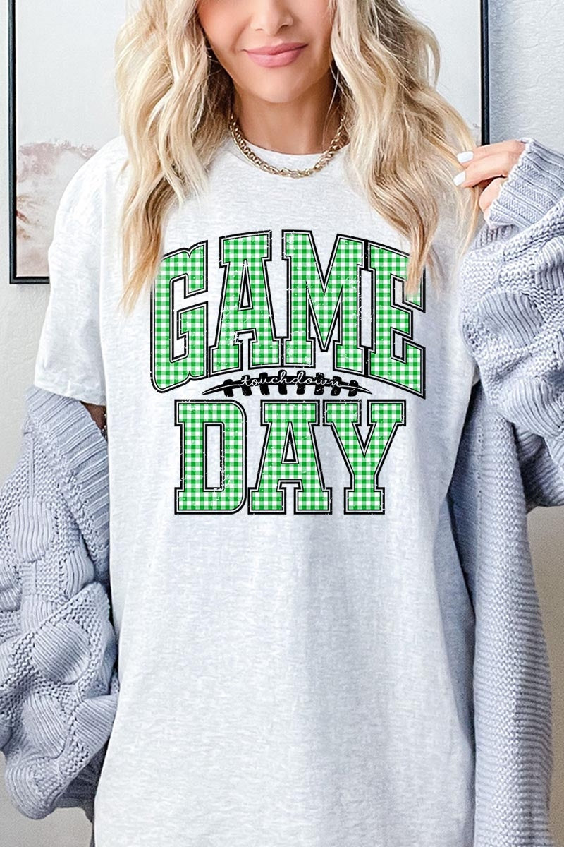 5000P-E3128 Green Gingham Game Day Plus Heavy Cotton Tee $12.75