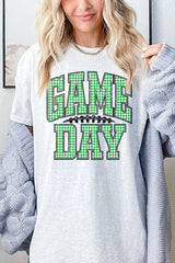 5000-E3128 Green Gingham Game Day Graphic Heavy Cotton Tee $9