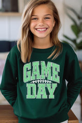 UL180B-E3128Z Green Gingham Game Day Kids Graphic Sweatshirt $20