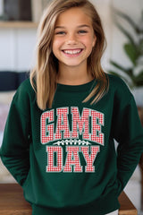 UL180B-E3126Z Red Gingham Game Day Kids Graphic Sweatshirt $20