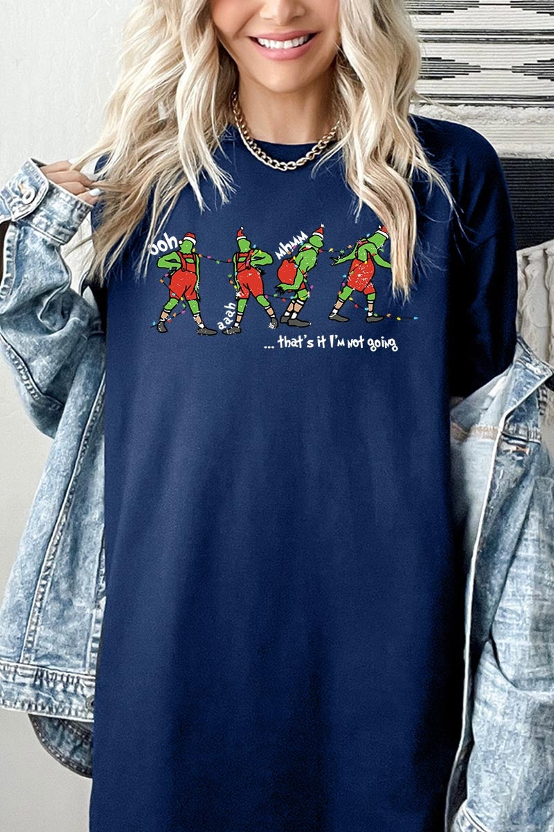 5000P-E3203 Grinch Dance Funny Christmas Graphic Plus Heavy Cotton Tee $12.75