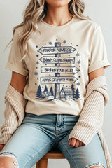 US3001-E3189 Ski Lodge Signs Graphic Tee $12.5