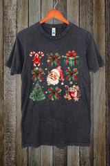 LS002-E3217 Santa Gifts & Bows Christmas Graphic Vintage Tee $15.5