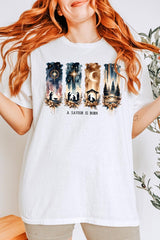 5000P-E3204 Savior Is Born Nativity Graphic Plus Heavy Cotton Tee $12.75