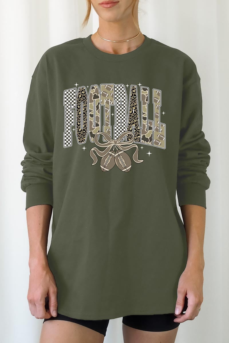 UL240-E3132 Camo Football Graphic Long Sleeve Tee $13.75