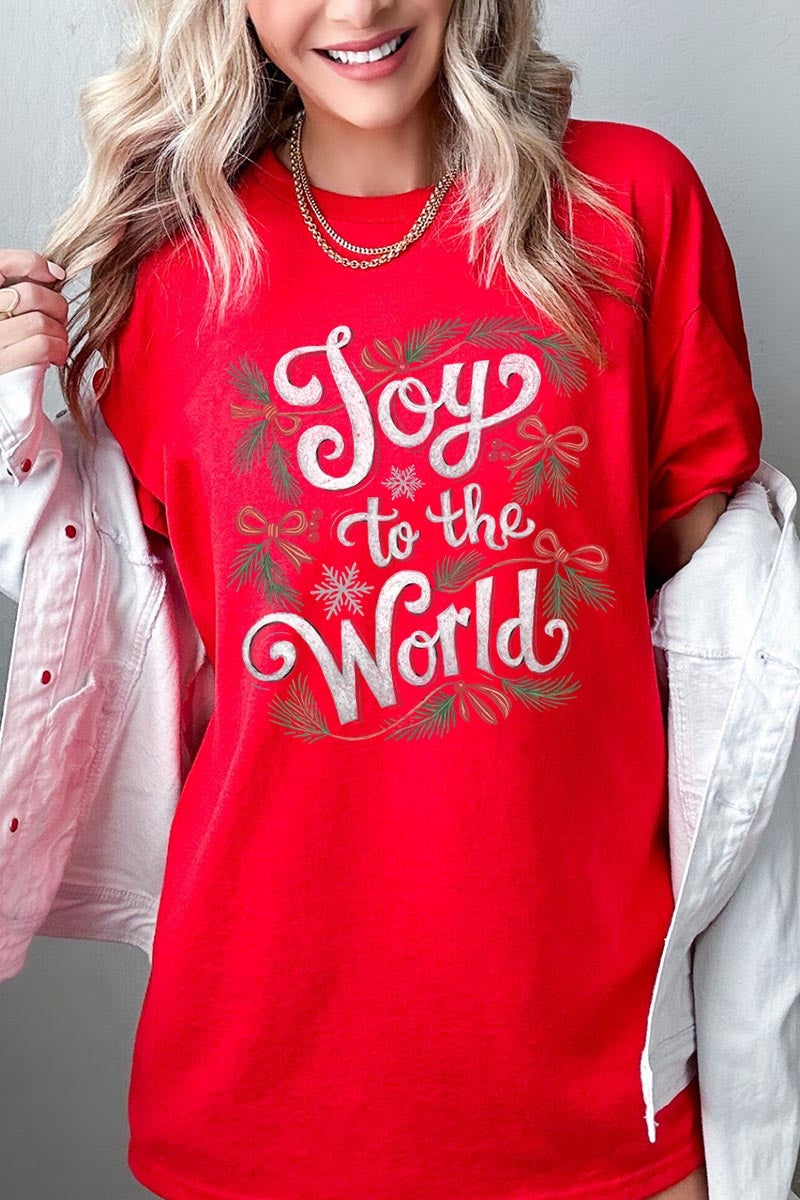 5000-E3221 Joy to the World Christmas Graphic Heavy Cotton Tee $9