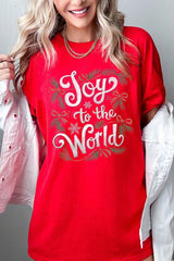 5000P-E3221 Joy to the World Christmas Graphic Plus Heavy Cotton Tee $12.75