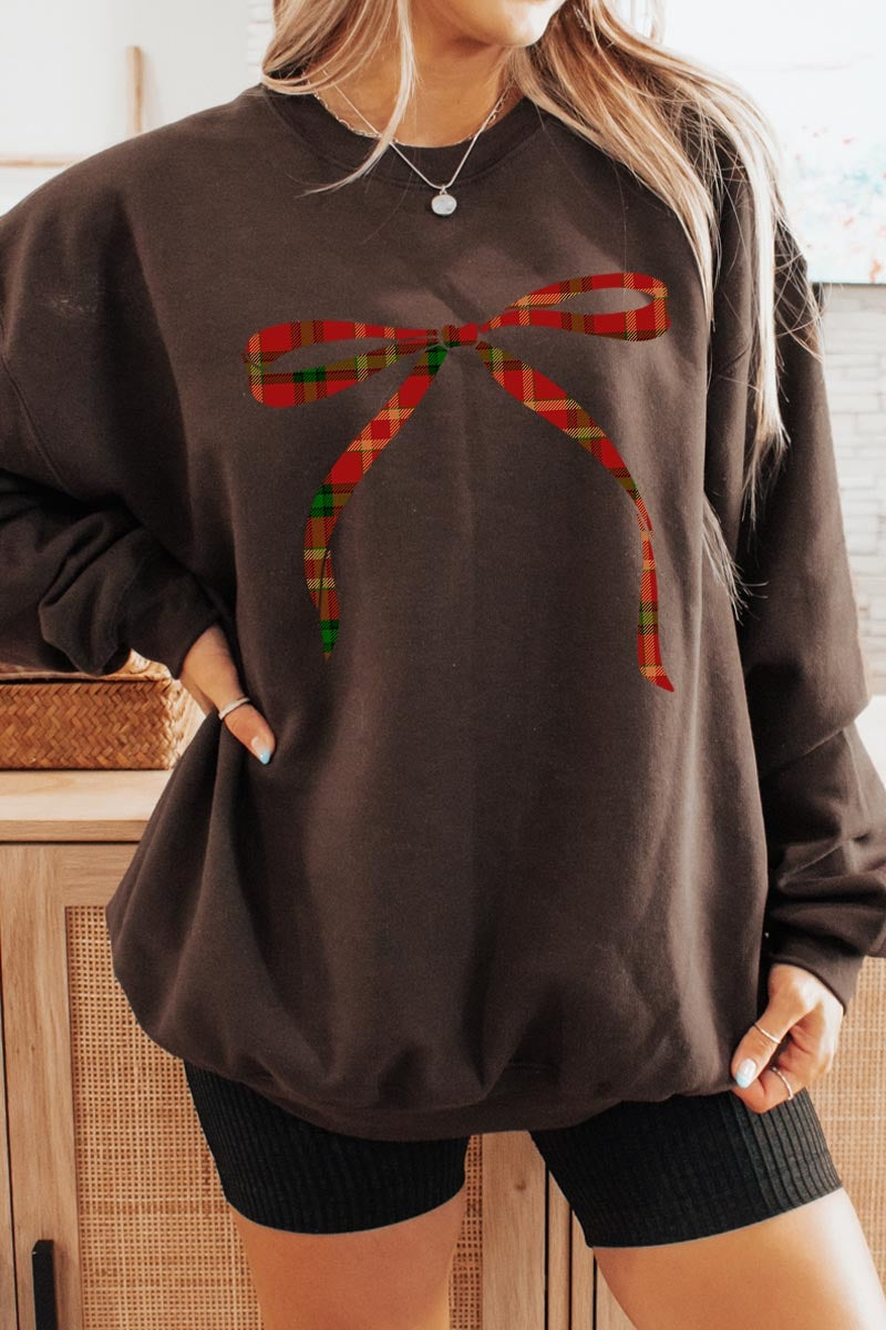 UL180-E3211 Red Bow Christmas Graphic Sweatshirt $20