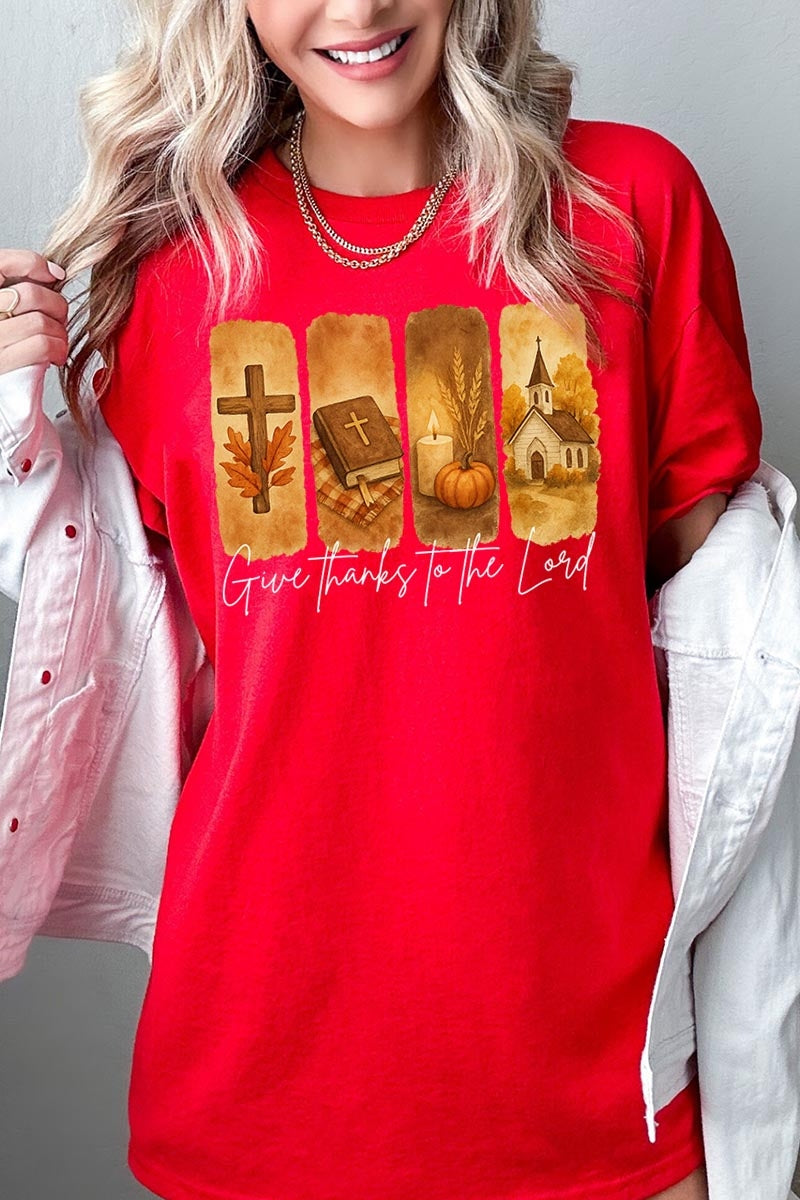 5000-E3169 Give Thanks To The Lord Graphic Heavy Cotton Tee $9