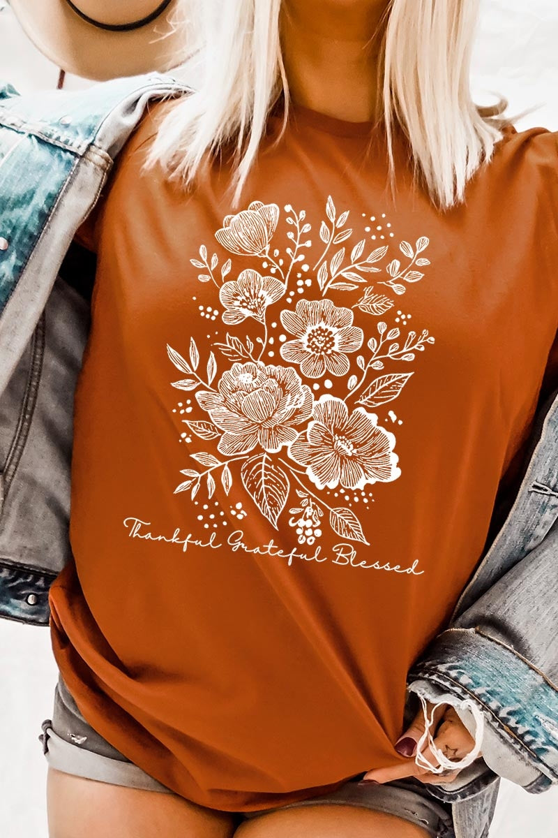 US3001-E3155 Neutral Thanksgiving Graphic Tee $12.5