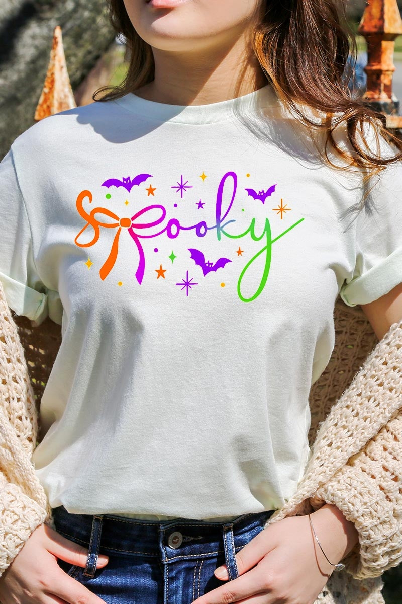 US3001-E3109 Spooky Halloween Graphic Tee $12.5