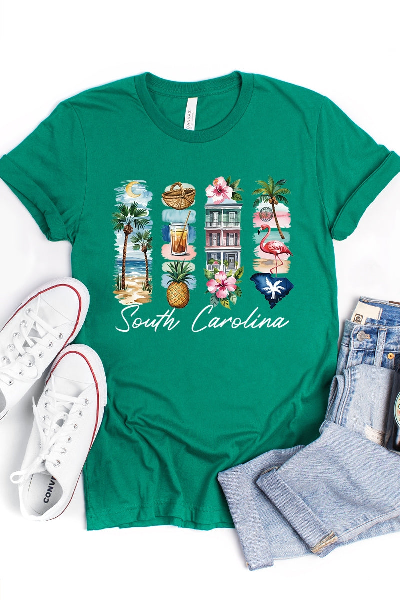 US3001P-E3061SC South Carolina State Brushstroke Graphic Plus Tee $16