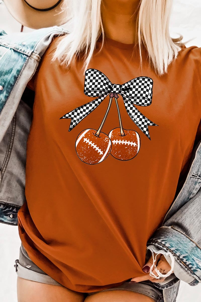 US3001P-E3055 Football Cherries Graphic Plus Tee $16