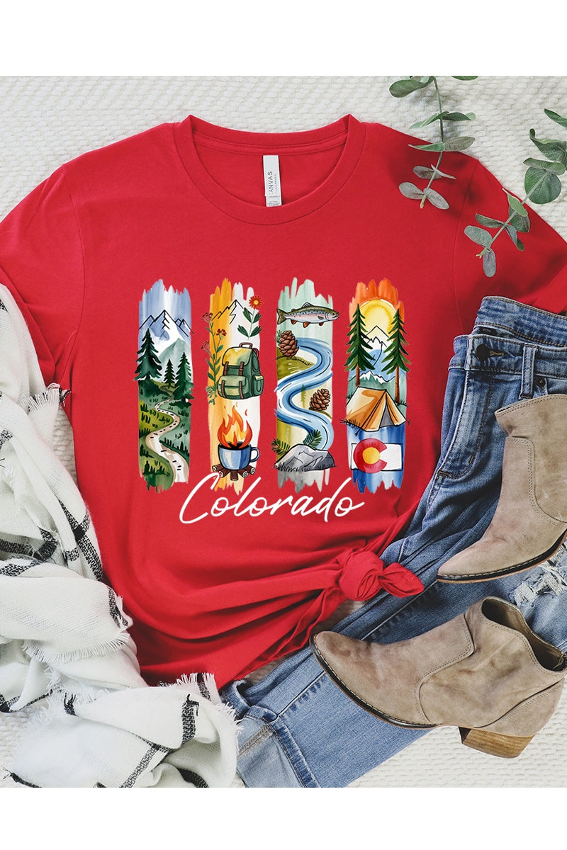 US3001-E3061CO Colorado State Brushstroke Graphic Tee $12.5