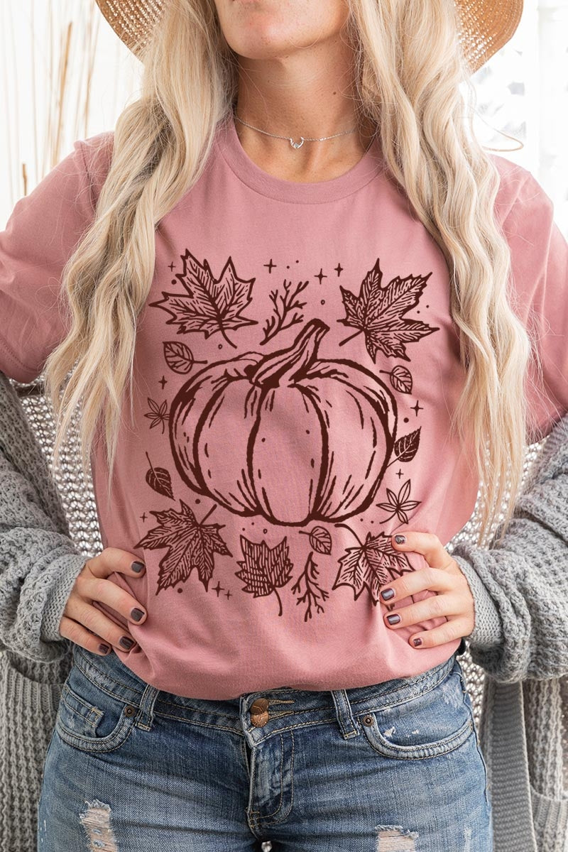 US3001-E3162 Fall Pumpkin Graphic Tee $12.5
