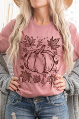 US3001P-E3162 Fall Pumpkin Graphic Plus Tee $16