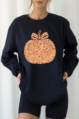 UL240P-E3135 Floral Fall Pumpkin Graphic Plus Long Sleeve Tee $17