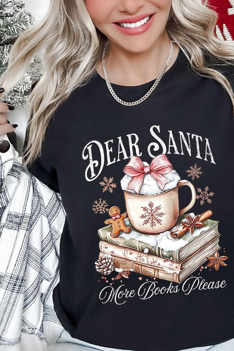 US3001-E3205 Dear Santa Books Graphic Tee $12.5