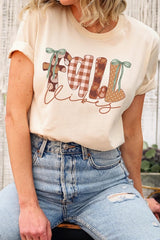 US3001-E3071 Fall Vibes Rustic Script Graphic Tee $12.5
