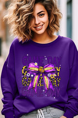UL180-E3092 Purple Yellow Football Game Day Bow Sweatshirt $20