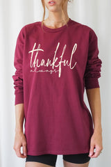 UL240-E3170 Thankful Graphic Long Sleeve Tee $13.75